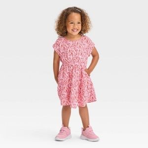 Toddler Girls' Floral Challis Dress - Cat & Jack™ Pink 12months
